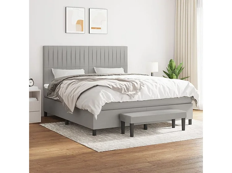 Sommier à lattes de lit avec matelas Gris clair 160x200 Tissu