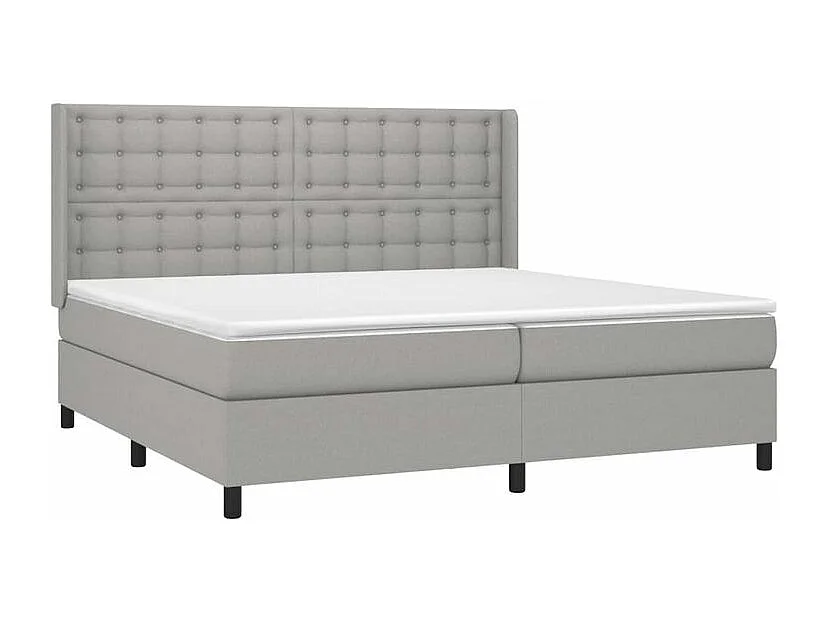 Sommier à lattes de lit avec matelas Gris clair 200x200 Tissu