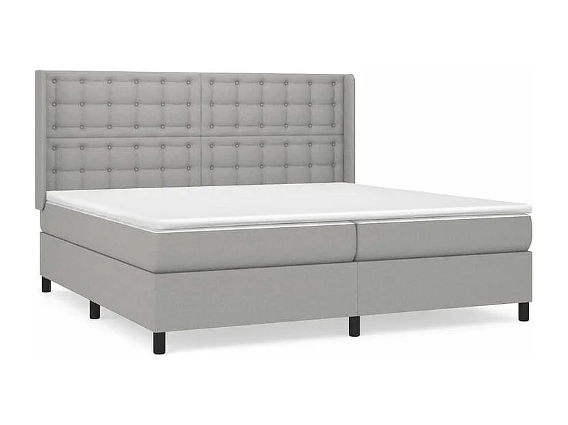 Sommier à lattes de lit avec matelas Gris clair 200x200 Tissu
