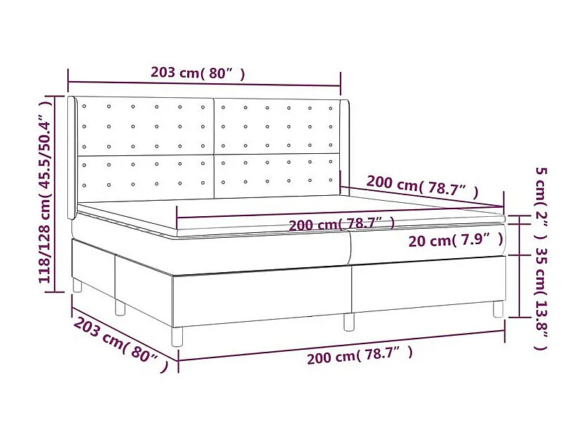 Sommier à lattes de lit avec matelas Gris clair 200x200 Tissu