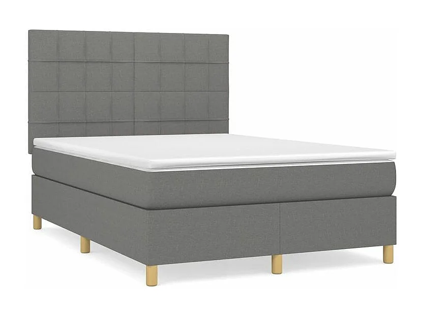 Sommier à lattes de lit avec matelas Gris foncé 140x200 Tissu