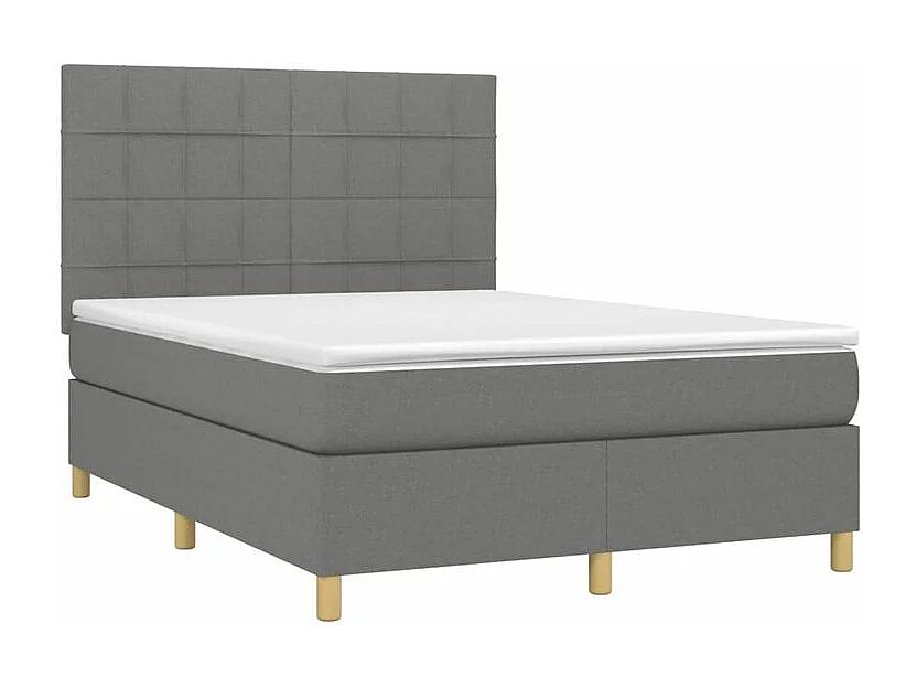 Sommier à lattes de lit avec matelas Gris foncé 140x200 Tissu