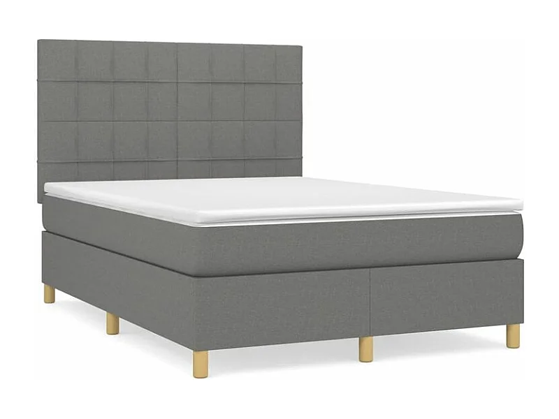 Sommier à lattes de lit avec matelas Gris foncé 140x200 Tissu