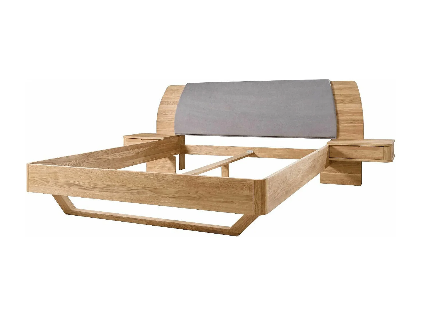 Lit en chêne massif avec tête de lit et 2 tables de chevet Manola-180x200