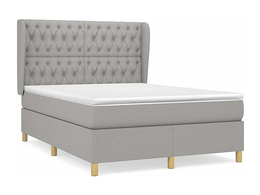 Sommier à lattes de lit avec matelas Gris clair 140x200 Tissu