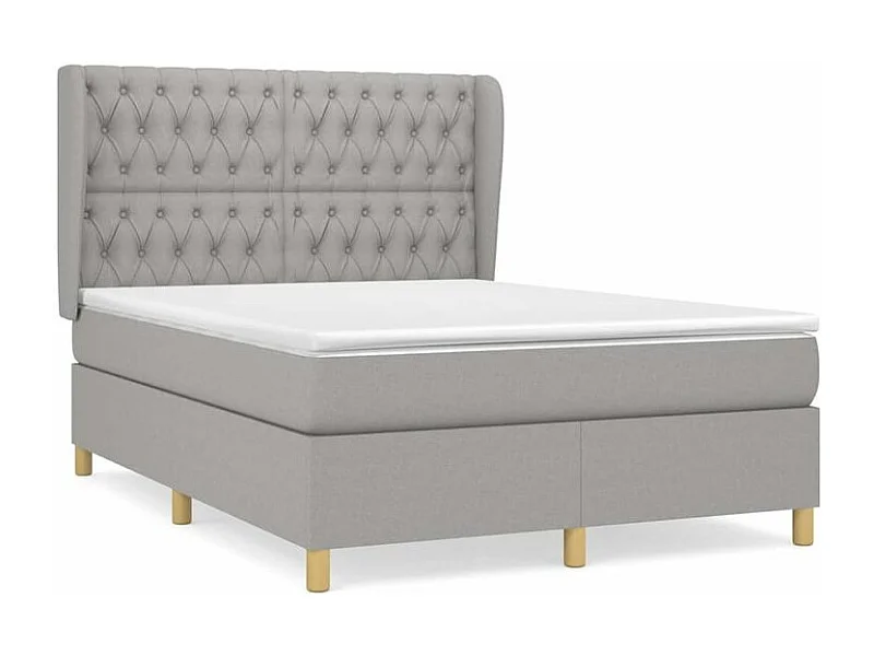 Sommier à lattes de lit avec matelas Gris clair 140x200 Tissu
