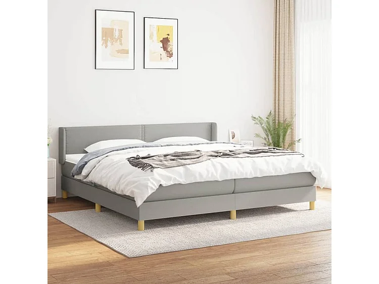 Sommier à lattes de lit avec matelas Gris clair 200x200 Tissu
