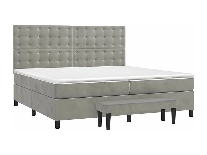 Sommier à lattes de lit et matelas Gris clair 200x200 Velours