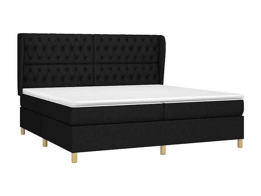 Sommier à lattes de lit avec matelas Noir 200x200 Tissu