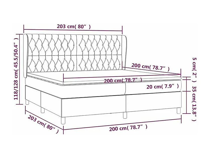 Sommier à lattes de lit avec matelas Noir 200x200 Tissu