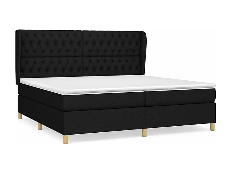 Sommier à lattes de lit avec matelas Noir 200x200 Tissu