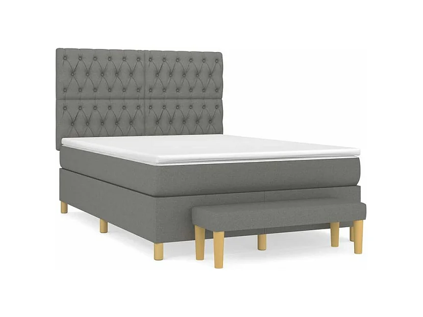 Sommier à lattes de lit avec matelas Gris foncé 140x190 Tissu