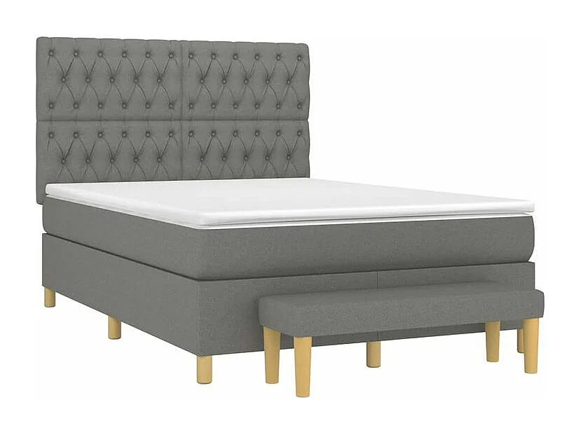 Sommier à lattes de lit avec matelas Gris foncé 140x190 Tissu