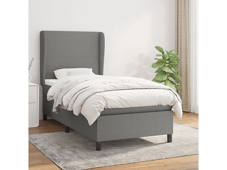 Sommier à lattes de lit et matelas Gris foncé 90x190 Tissu