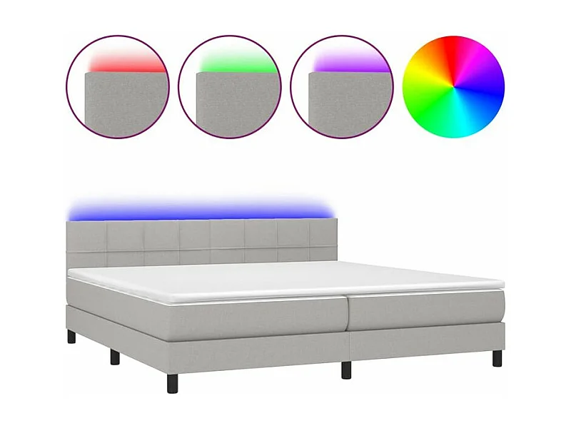 Sommier à lattes de lit matelas LED Gris clair 200x200 Tissu