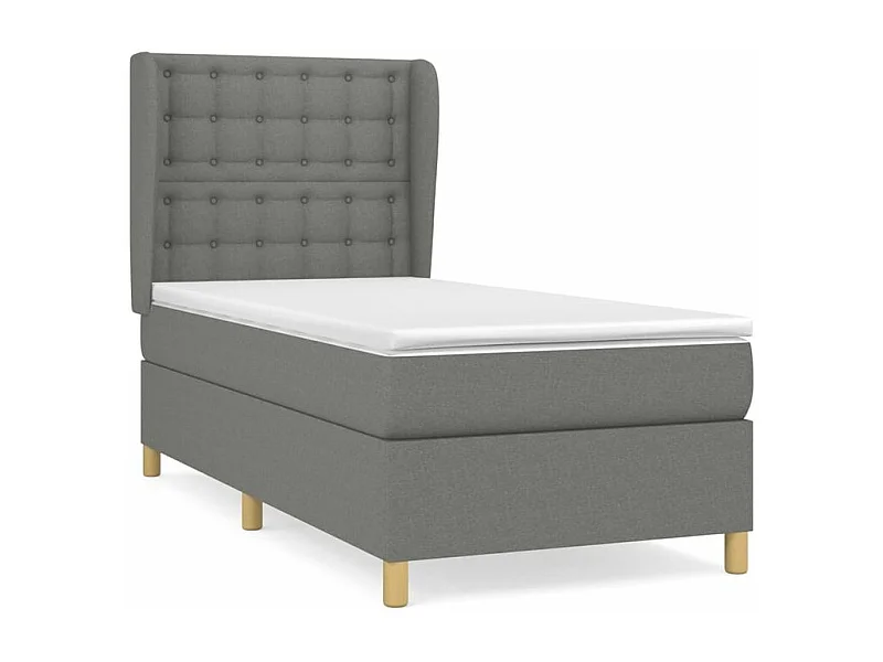 Sommier à lattes de lit avec matelas Gris foncé 100x200 Tissu