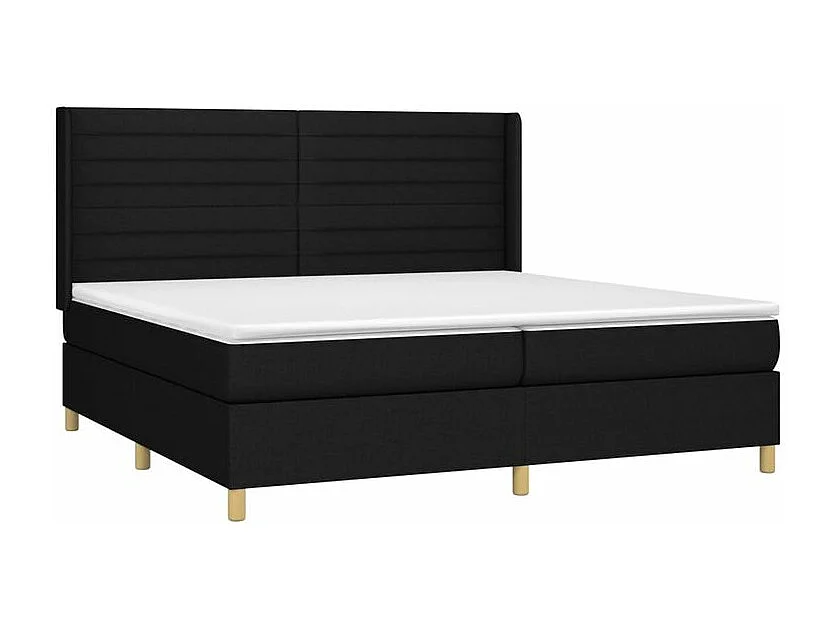Sommier à lattes de lit et matelas et LED Noir 200x200 Tissu