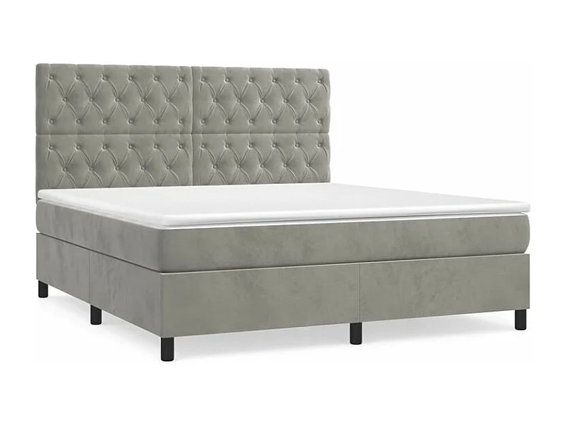 Sommier à lattes de lit et matelas Gris clair 160x200 Velours