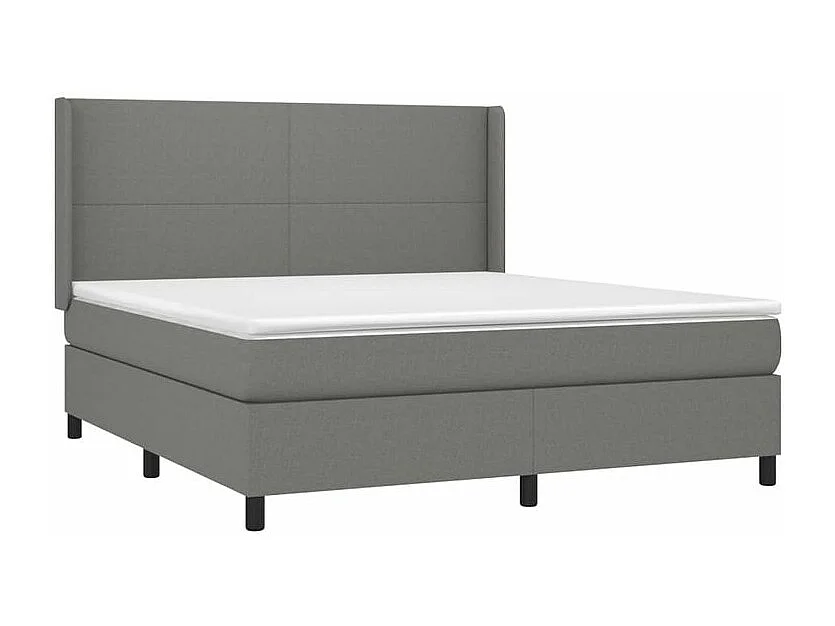 Sommier à lattes de lit avec matelas Gris foncé 160x200 Tissu