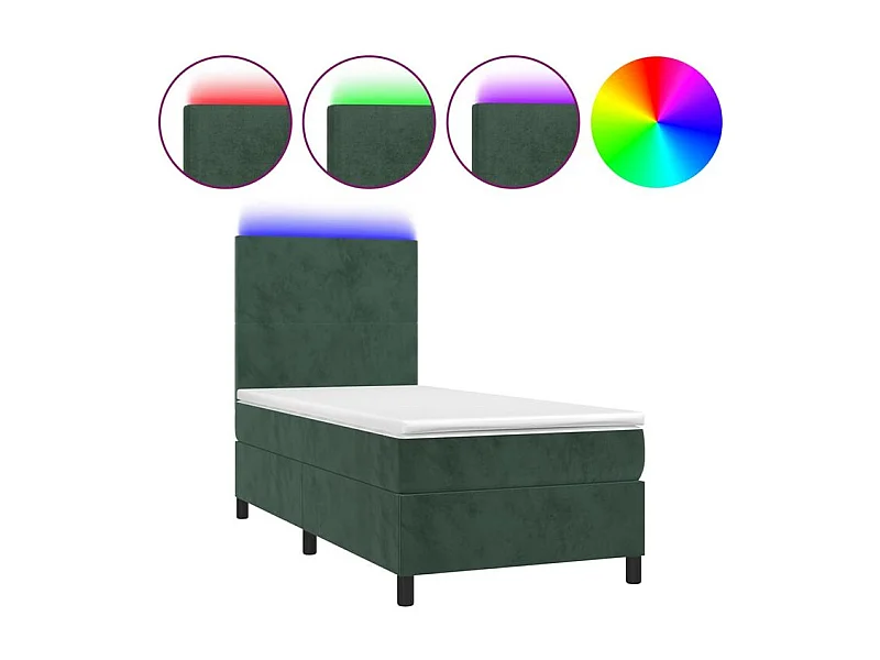 Sommier à lattes de lit avec matelas LED Vert foncé 100x200