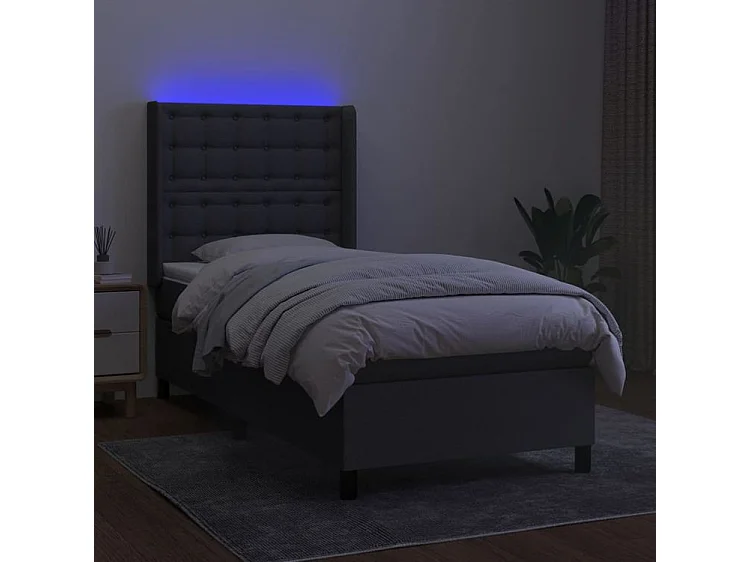 Sommier à lattes de lit matelas LED Gris foncé 80x200 Tissu