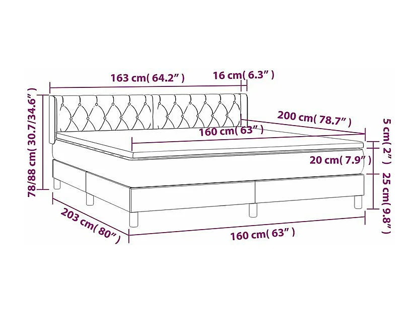 Sommier à lattes de lit avec matelas Marron foncé 160x200