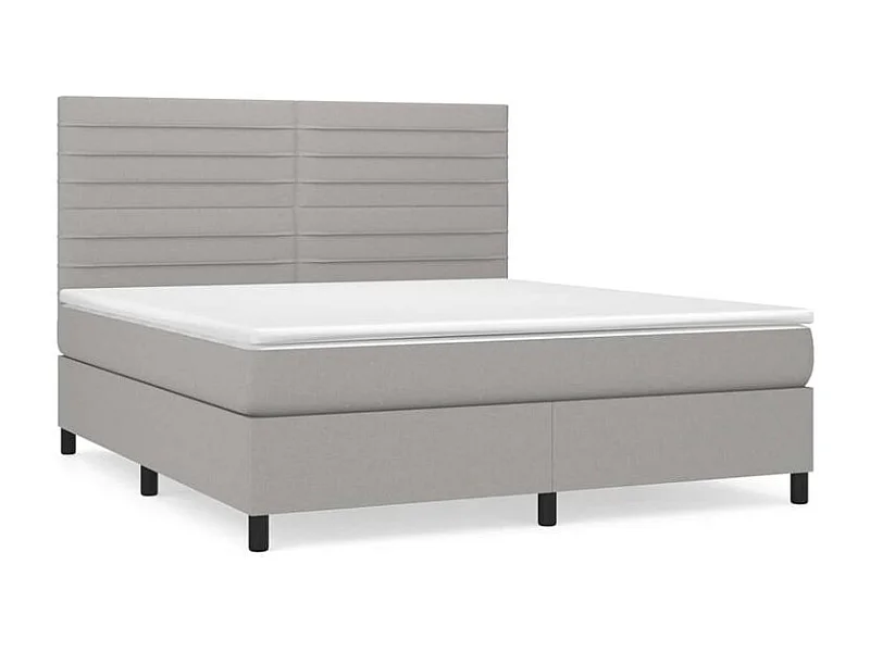 Sommier à lattes de lit avec matelas Gris clair 160x200 Tissu