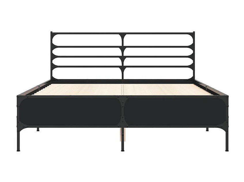 Cadre de lit noir 120x200 bois d'ingénierie et métal