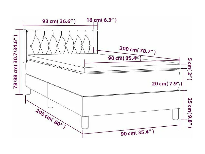 Sommier à lattes de lit avec matelas Gris clair 90x200 Tissu