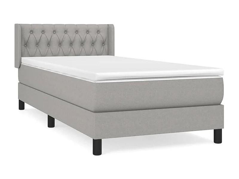 Sommier à lattes de lit avec matelas Gris clair 90x200 Tissu