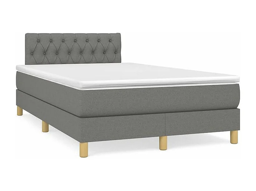 Sommier à lattes de lit avec matelas Gris foncé 120x200 Tissu