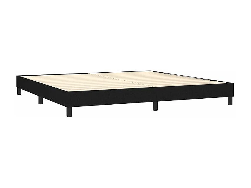 Sommier à lattes de lit et matelas et LED Noir 200x200 Tissu