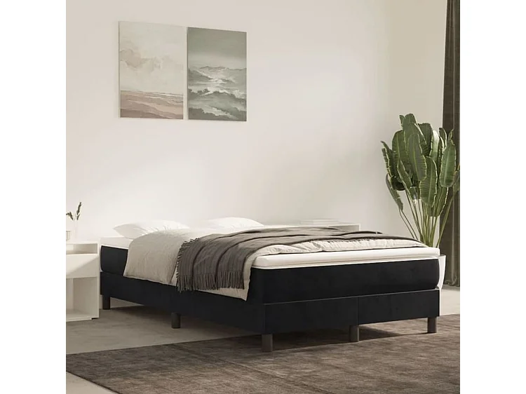 Sommier à lattes de lit avec matelas Noir 120x200 Velours