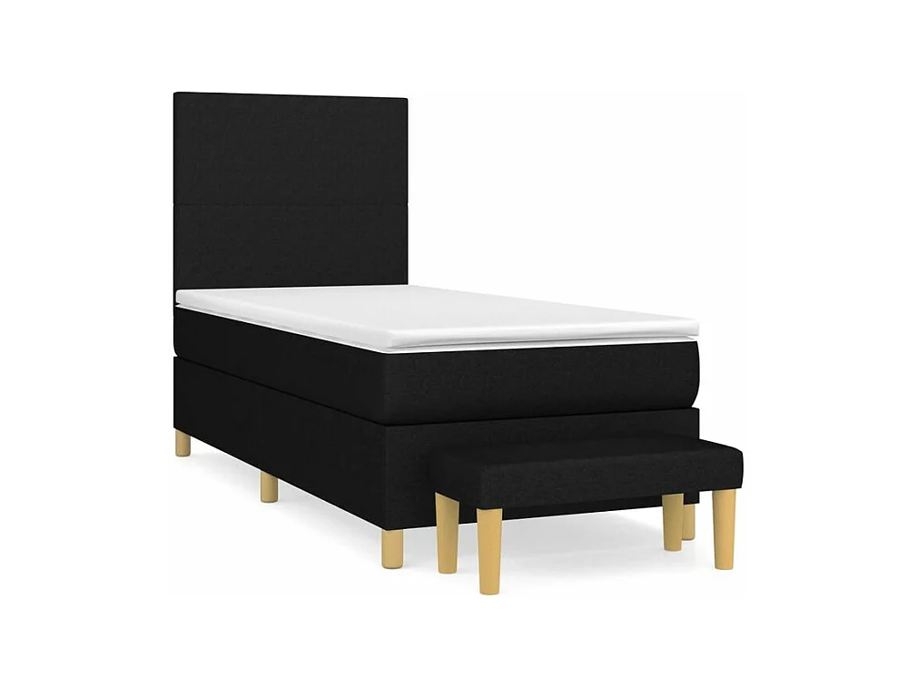 Sommier à lattes de lit avec matelas Noir 90x200 Tissu