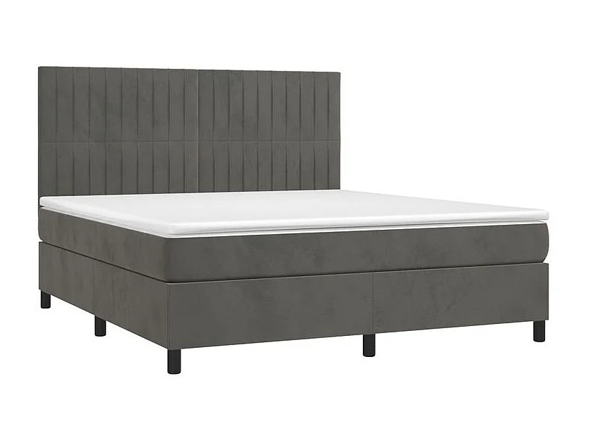 Sommier à lattes de lit matelas et LED Gris foncé 160x200