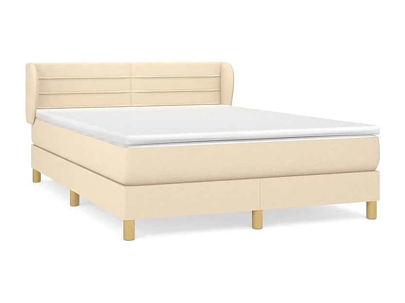 vidaXL Cama box spring con colchón tela color crema 140x200 cm