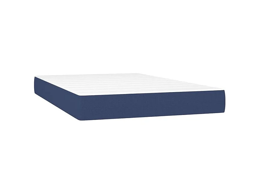Sommier à lattes de lit et matelas et LED Bleu 120x200 Tissu