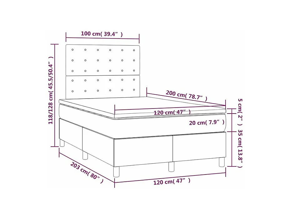 Boxspring met matras en LED stof blauw 120x200 cm