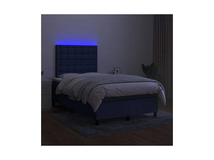 Boxspring met matras en LED stof blauw 120x200 cm