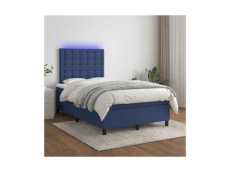Boxspring met matras en LED stof blauw 120x200 cm