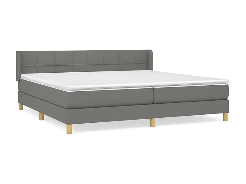 Sommier à lattes de lit avec matelas Gris foncé 200x200 Tissu