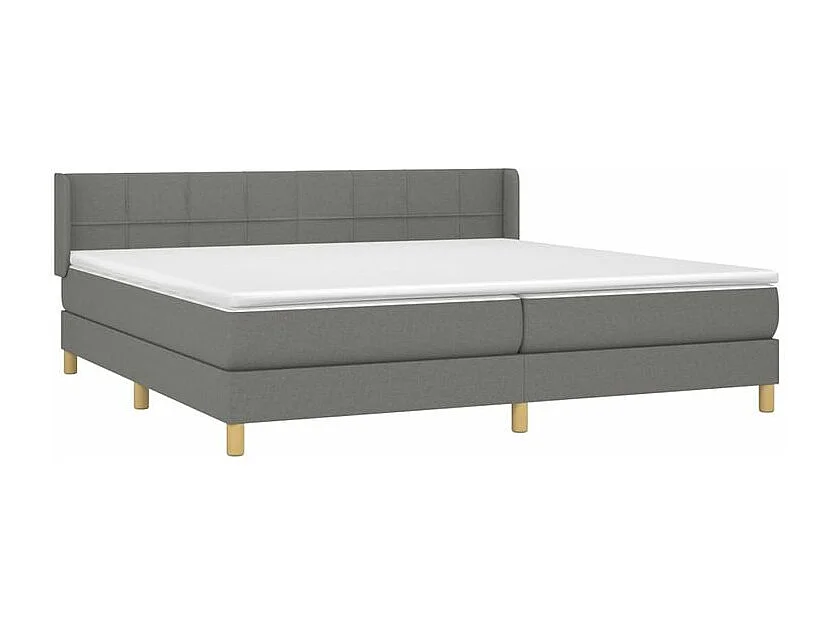 Sommier à lattes de lit avec matelas Gris foncé 200x200 Tissu