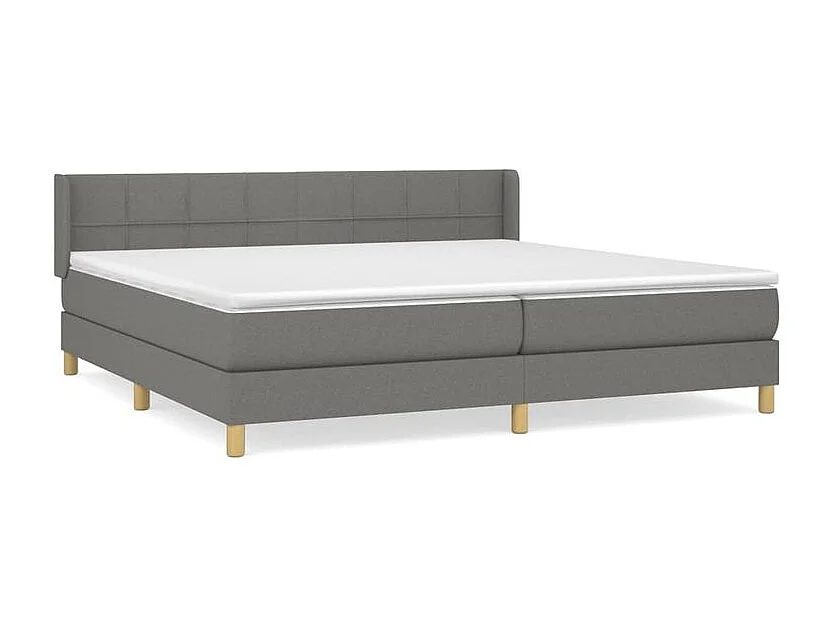 Sommier à lattes de lit avec matelas Gris foncé 200x200 Tissu