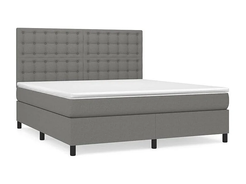 Sommier à lattes de lit avec matelas Gris foncé 160x200 Tissu
