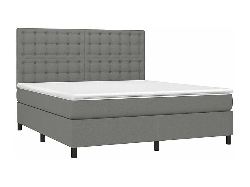 Sommier à lattes de lit avec matelas Gris foncé 160x200 Tissu