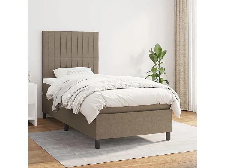 Sommier à lattes de lit avec matelas Taupe 100x200 Tissu