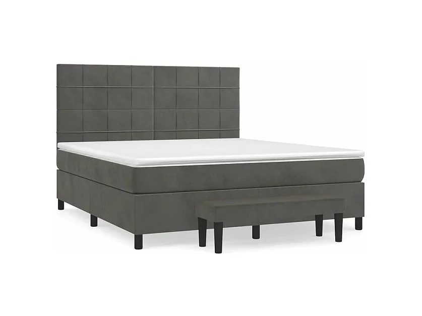 Sommier à lattes de lit et matelas Gris foncé 180x200 Velours