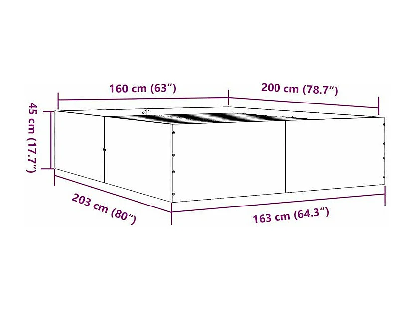 Cadre de lit chêne sonoma 160x200 bois d'ingénierie
