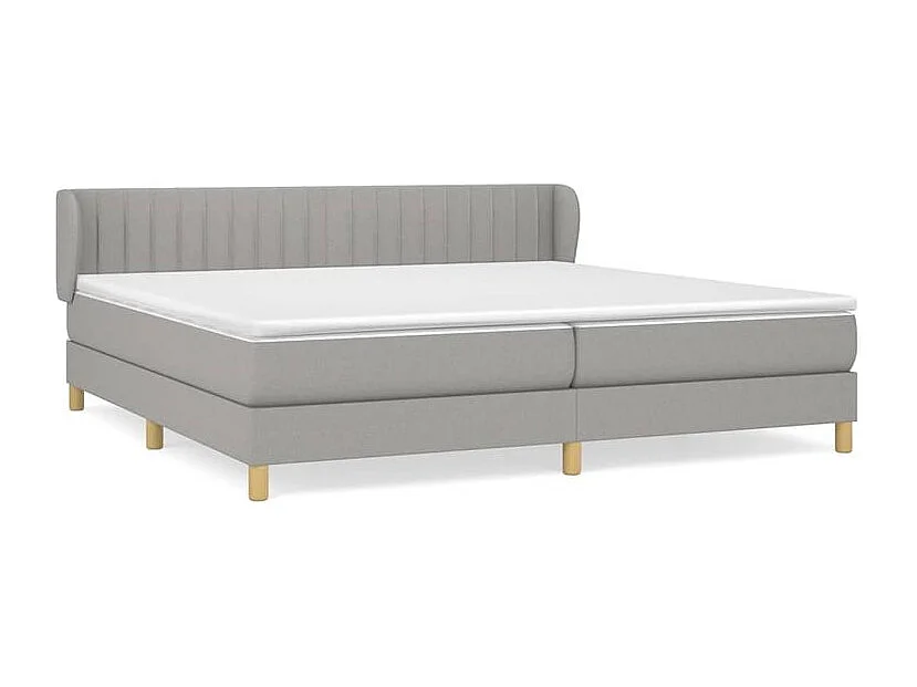 Sommier à lattes de lit avec matelas Gris clair 200x200 Tissu