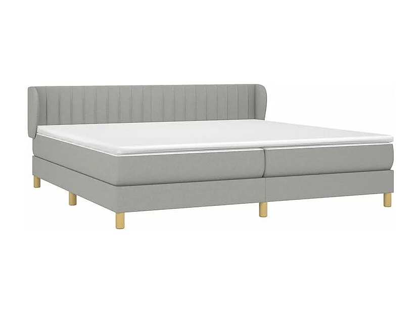Sommier à lattes de lit avec matelas Gris clair 200x200 Tissu